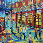 Rue Bourbon à la Nouvelle Orléans avec ses musiciens qui animent l'atmosphère festif de l'endroit au grand plaisir des passants.